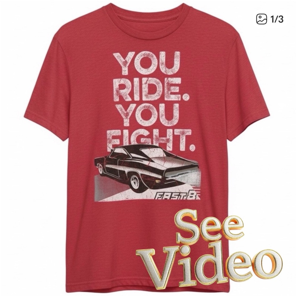 👛 (ANY 2/$25) FAST & FURIOUS Red Graphic Short Sleeve Graphic Tee